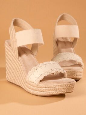 Altar'd State Cierrah Stitched Espadrille Wedge Sandals with Elastic Ankle Strap